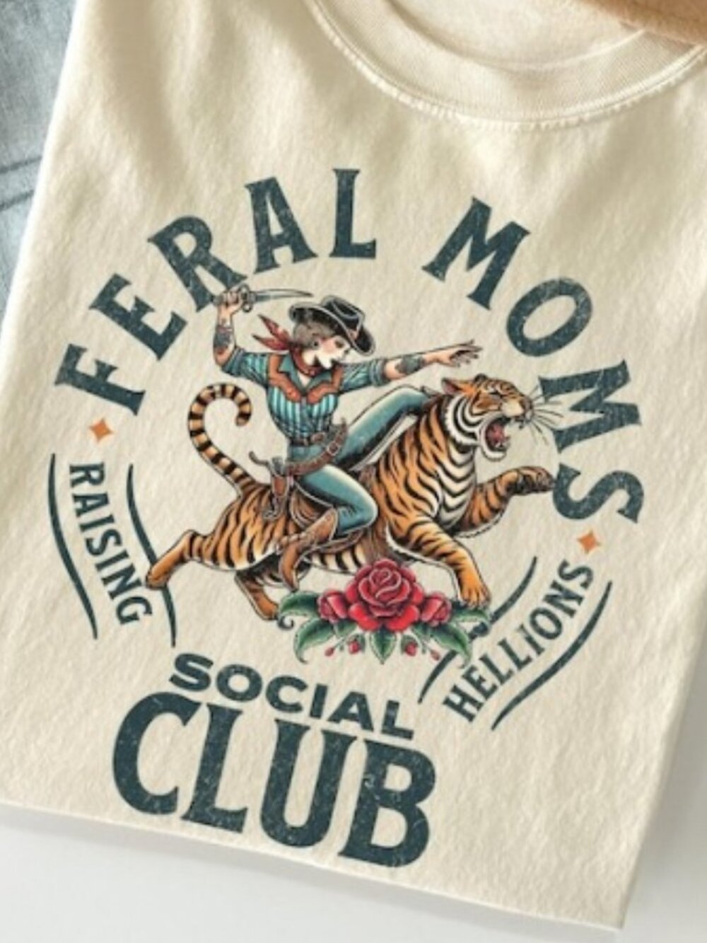Feral Moms Social Club Shirt, Vintage Graphic Tee, Feral Mom Gift - Picture 2 of 3
